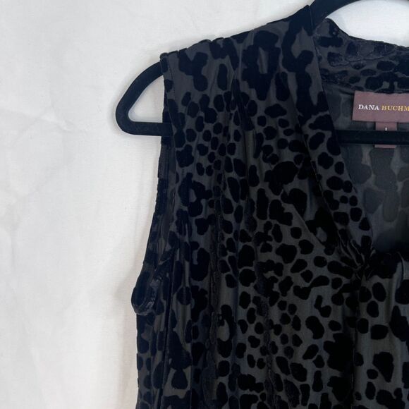 Dana Buchman Velvet Animal Print Sleeveless Tank Blouse Dressy Size Large - Picture 4 of 10